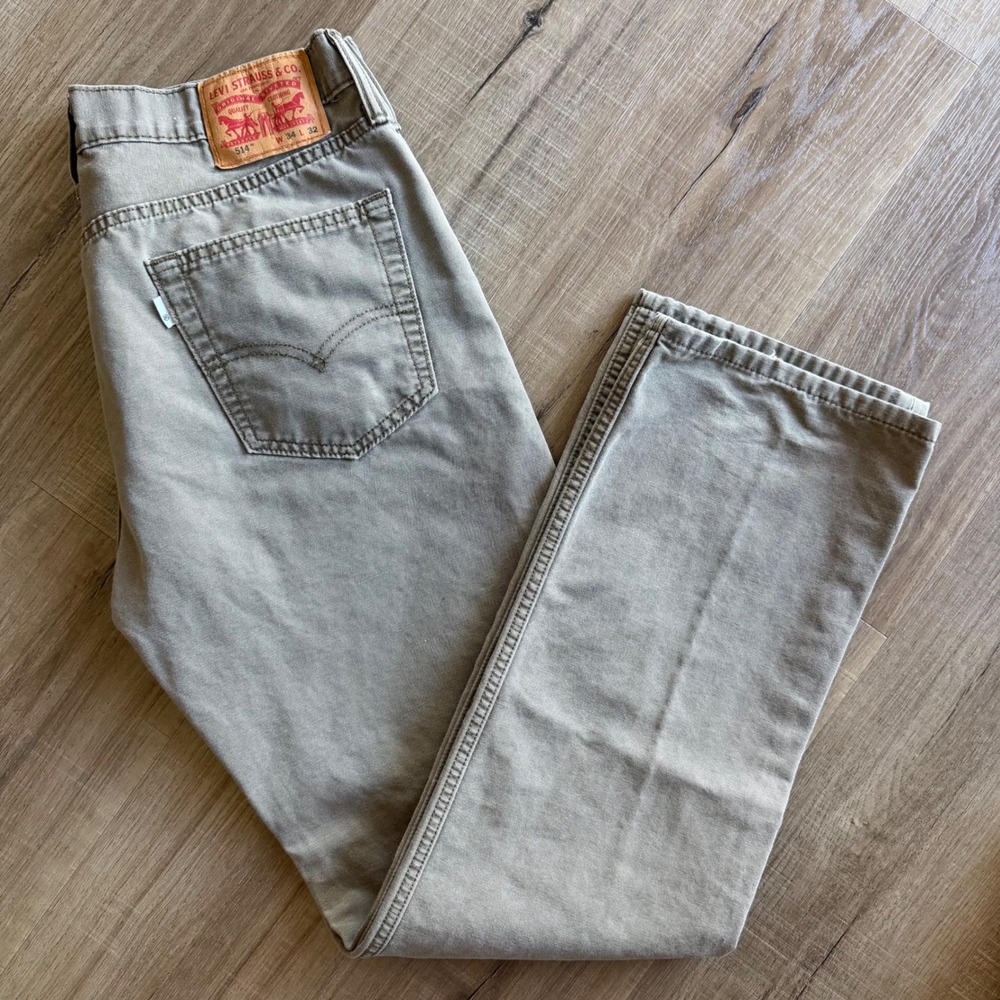 Levis 514 Straight Fit Pants Mens 34x32 Tan Khaki Canvas Cotton 00514-0757